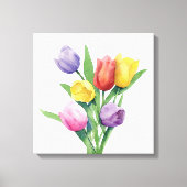 Kleurrijke Waterverf Tulpen Canvas Afdruk (Voorkant)