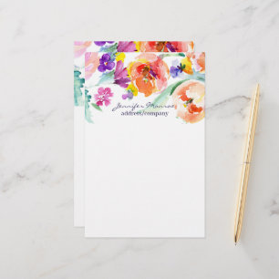 Kleurrijke waterverf tulpen gepersonaliseerd briefpapier