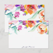 Kleurrijke waterverf tulpen gepersonaliseerd notitiekaartje (Voorkant / Achterkant)