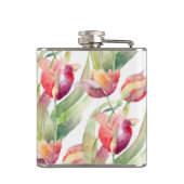 Kleurrijke Waterverf Tulpen met monogram Heupfles (Achterkant)