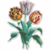 Kleurrijke Waterverf Tulpenbloemenboeket Sticker (Voorkant)