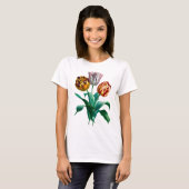 Kleurrijke  Waterverf Tulpenbloemenboeket T-shirt (Voorkant volledig)