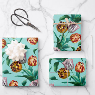 Kleurrijke Waterverf tulpenbloemenpatroon Inpakpapier Vel
