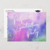 Kleurrijke Waterverf Uitgestelde Graduation Party Briefkaart (Voorkant / Achterkant)