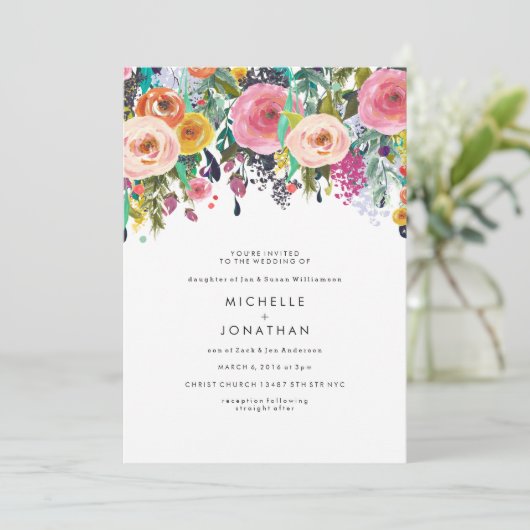 Kleurrijke Waterverf Uitnodiging tot weduwschap (Staand voorkant)