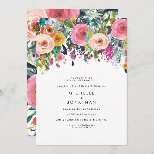 Kleurrijke Waterverf Uitnodiging tot weduwschap (Voorkant / Achterkant)