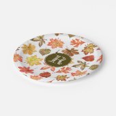 Kleurrijke waterverf val bladeren patroonmonogram papieren bordje (Gekanteld)