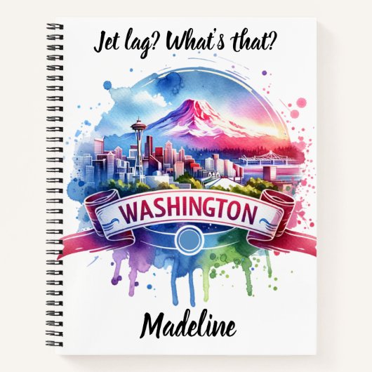 Kleurrijke waterverf van de skyline van Washington Notitieboek (Voorkant)