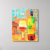 Kleurrijke Waterverf van een wijnflesje & glaswerk Canvas Afdruk (Voorkant)