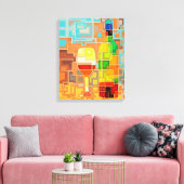 Kleurrijke Waterverf van een wijnflesje & glaswerk Canvas Afdruk (Insitu (Woonkamer))