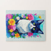 Kleurrijke Waterverf van Floral Legpuzzel (Horizontaal)