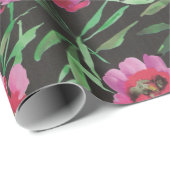 Kleurrijke Waterverf van papaver Kloof van bloem Cadeaupapier (Rol Hoek)