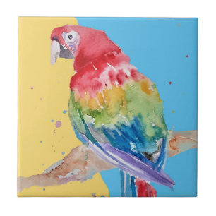 Kleurrijke Waterverf van Parrot — keramische tegel Tegeltje