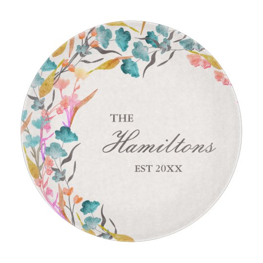 Kleurrijke Waterverf Vaste bloem Snijplank (Voorkant)