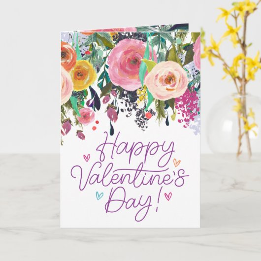 Kleurrijke Waterverf ventilator | Fijne Valentijns Kaart (Gele Bloem)