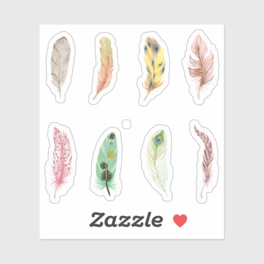  kleurrijke waterverf veren Scrapbooking Sticker (Vel)