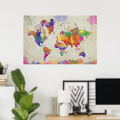 Kleurrijke Waterverf Verf de Wereldkaart van de Dr Poster (Thuiskantoor)