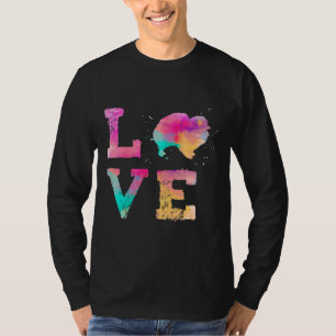 Kleurrijke Waterverf Verf Pommeren Dog Love R T-shirt
