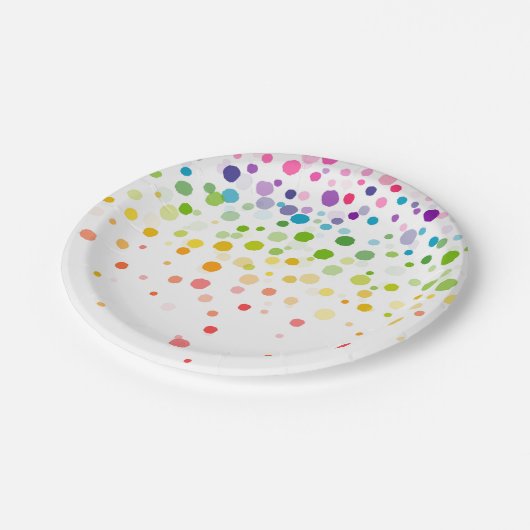 Kleurrijke Waterverf Verf Splatter | Viering Papieren Bordje (Gekanteld)