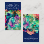 Kleurrijke Waterverf verf Spletters boven de marin Visitekaartje (Voorkant / Achterkant)