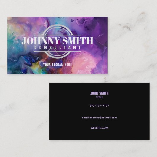 Kleurrijke Waterverf Verf Visitekaartjes (Voorkant / Achterkant)