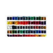 Kleurrijke waterverf verfkunstenaar pallet etiket (Voorkant)