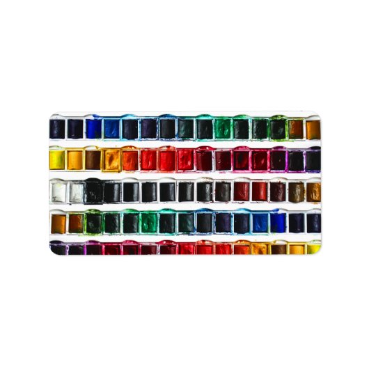 Kleurrijke waterverf verfkunstenaar pallet etiket (Voorkant)