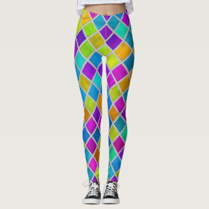 Kleurrijke Waterverf vierkantjes elke kleur raster Leggings
