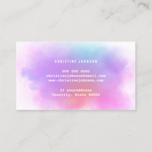 kleurrijke waterverf visitekaartje (Achterkant)