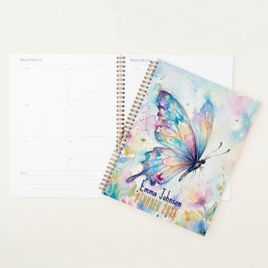 Kleurrijke Waterverf Vlinder Bloemig Planner (Display)