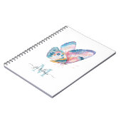 Kleurrijke Waterverf vlinder met je monogram Notitieboek (Linkerzijde)