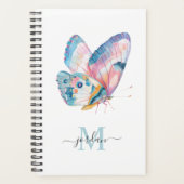 Kleurrijke Waterverf Vlinder met Monogram Planner (Voorkant)