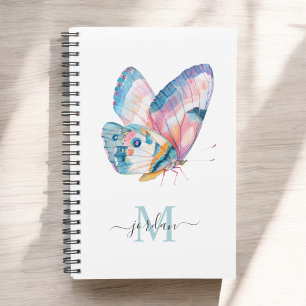 Kleurrijke Waterverf Vlinder met Monogram Planner