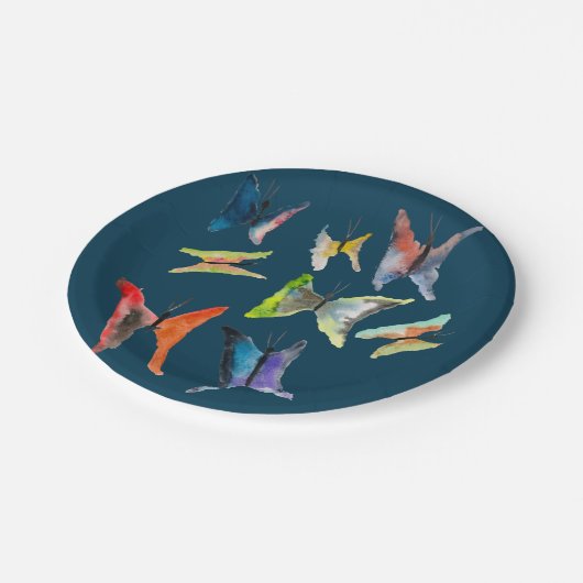 Kleurrijke waterverf vlinder papieren bord (Gekanteld)