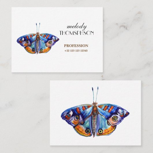 Kleurrijke waterverf vlinder visitekaartje (Voorkant / Achterkant)