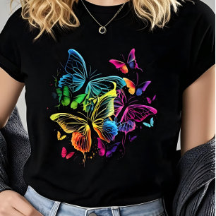 Kleurrijke Waterverf Vlinder Vrouwen- T-shirt