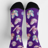 Kleurrijke Waterverf Vlinderpatroon Paarse Sokken (Top)