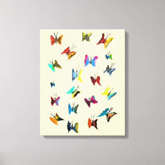 Kleurrijke waterverf vlinders canvas afdruk (Voorkant)