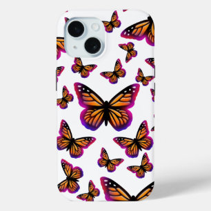Kleurrijke waterverf vlinders iPhone 15 case