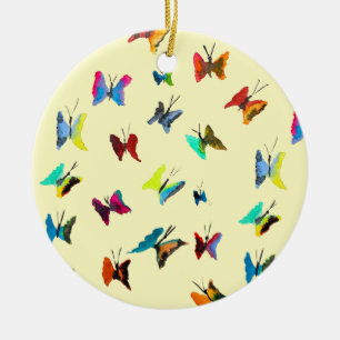 Kleurrijke waterverf vlinders keramisch ornament