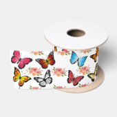 Kleurrijke Waterverf Vlinders Satijnen Lint (Spoel)
