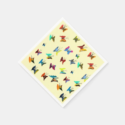 Kleurrijke waterverf vlinders servet (Hoek)