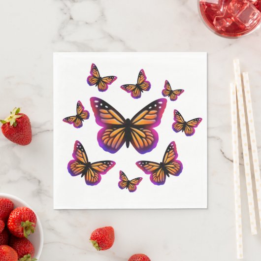 Kleurrijke waterverf vlinders servet (Insitu)