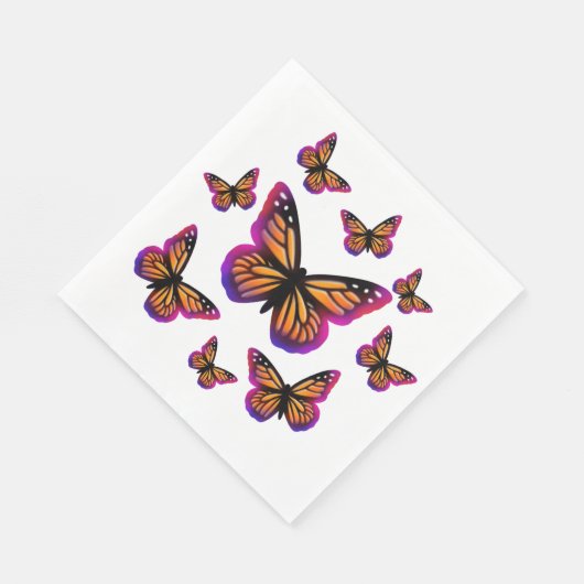 Kleurrijke waterverf vlinders servet (Hoek)