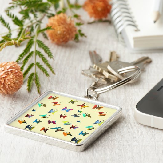 Kleurrijke waterverf vlinders sleutelhanger (Zijkant)