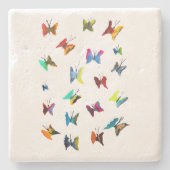 Kleurrijke waterverf vlinders stenen onderzetter (Voorkant)