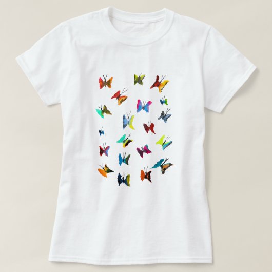 Kleurrijke waterverf vlinders t-shirt (Design voorkant)
