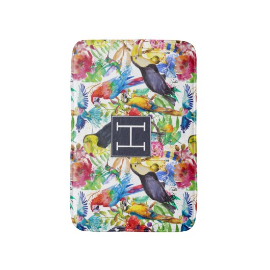 Kleurrijke Waterverf | Voeg je Initiaal toe Badmat (Voorkant Verticaal)