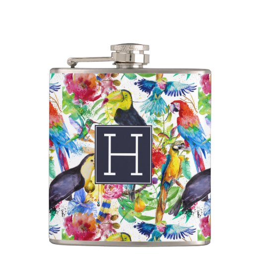 Kleurrijke Waterverf | Voeg je Initiaal toe Heupfles (Voorkant)