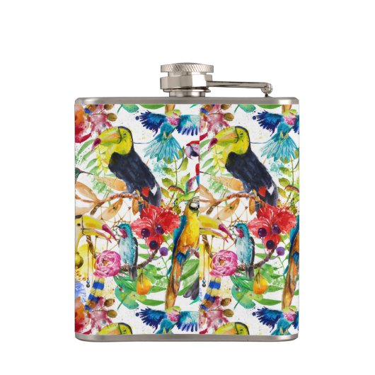 Kleurrijke Waterverf | Voeg je Initiaal toe Heupfles (Achterkant)